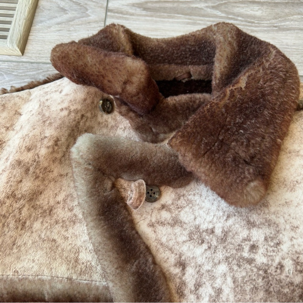 Vintage Rice Sportswear Genuine Shearling Sheepskin Leather Coat - Picture 10 of 16